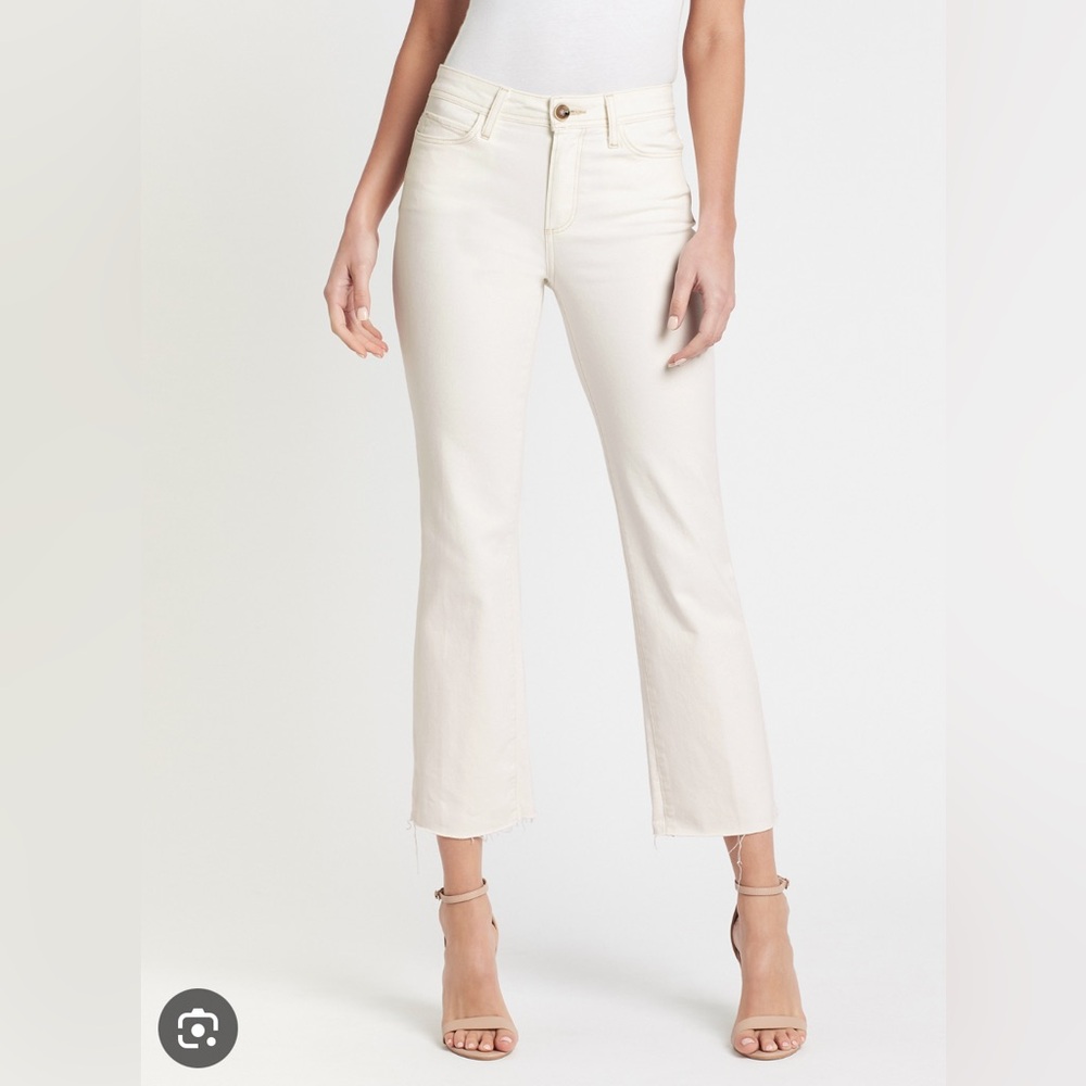 PAIGE denim ATLEY ANKLE FLARE jeans in color sweet cream ivory white size 25